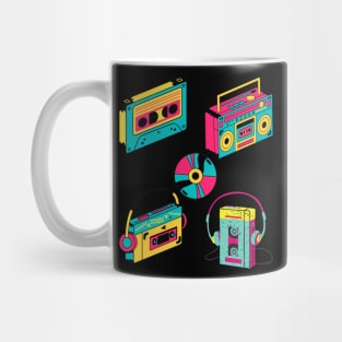 Music Retro art Colorful Cassettes tape Design Mug